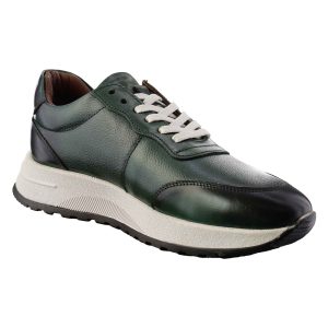 کفش اسپرت چرمی سبز زیتونی مردانه