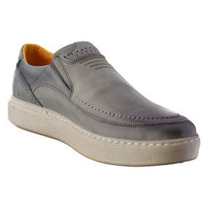 کفش لوفر مردانه چرم خاکستری روشن