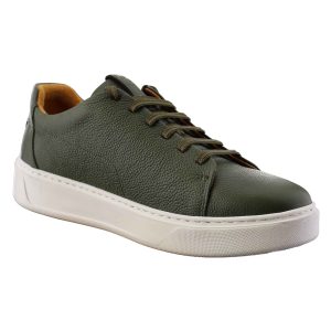 کفش لوفر مردانه چرم سبز زیتونی