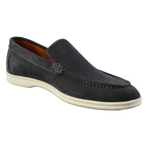 کفش لوفر مردانه جیر طوسی تیره