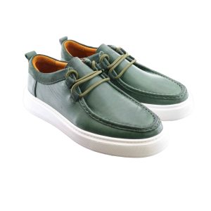 کفش کالج چرم طبیعی مردانه سبز زیتونی