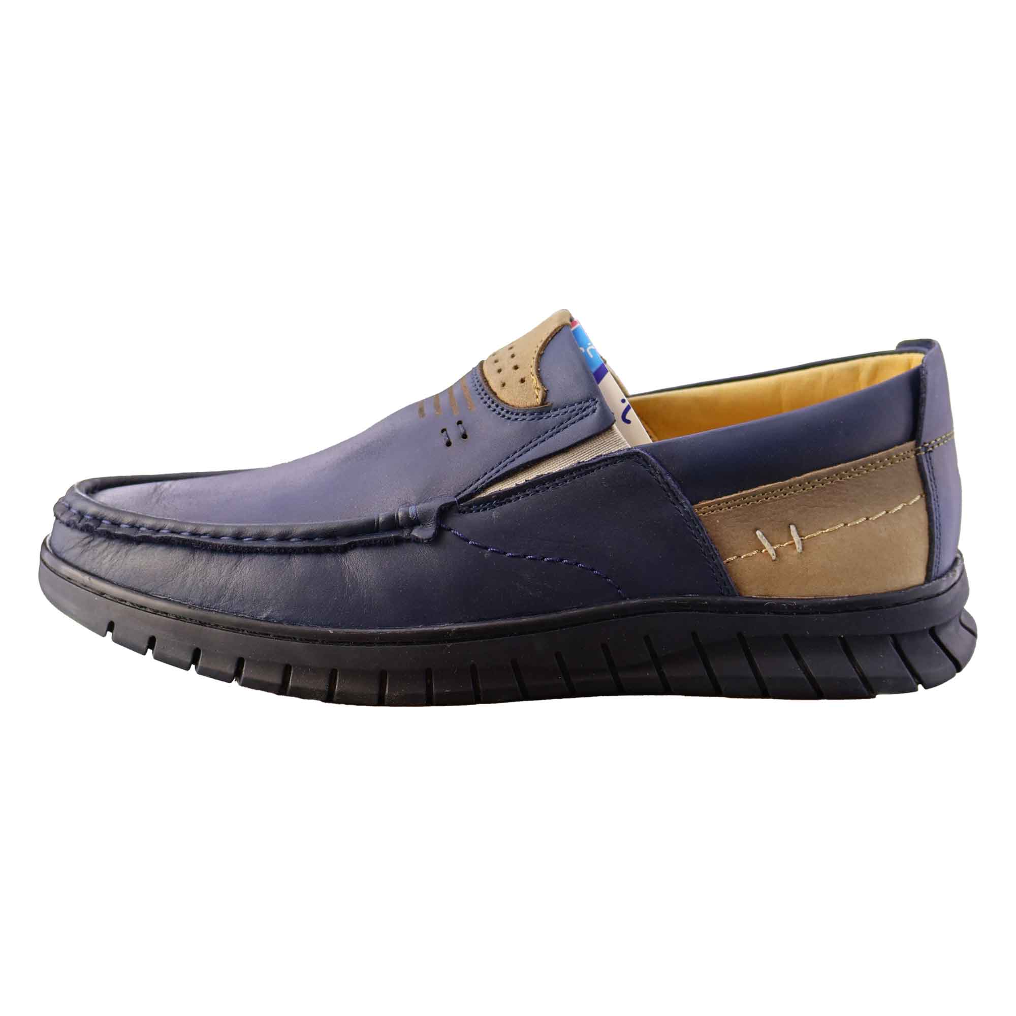 کفش کالج چرم مردانه سرمه ای با زیره مشکی بالیستکو