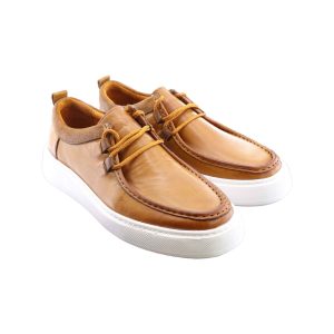 کفش کالج چرم طبیعی اورجینال قهوه ای روشن